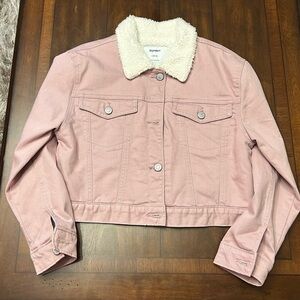 Old‎ Navy Light Pink Sherpa-Collar Denim Jacket